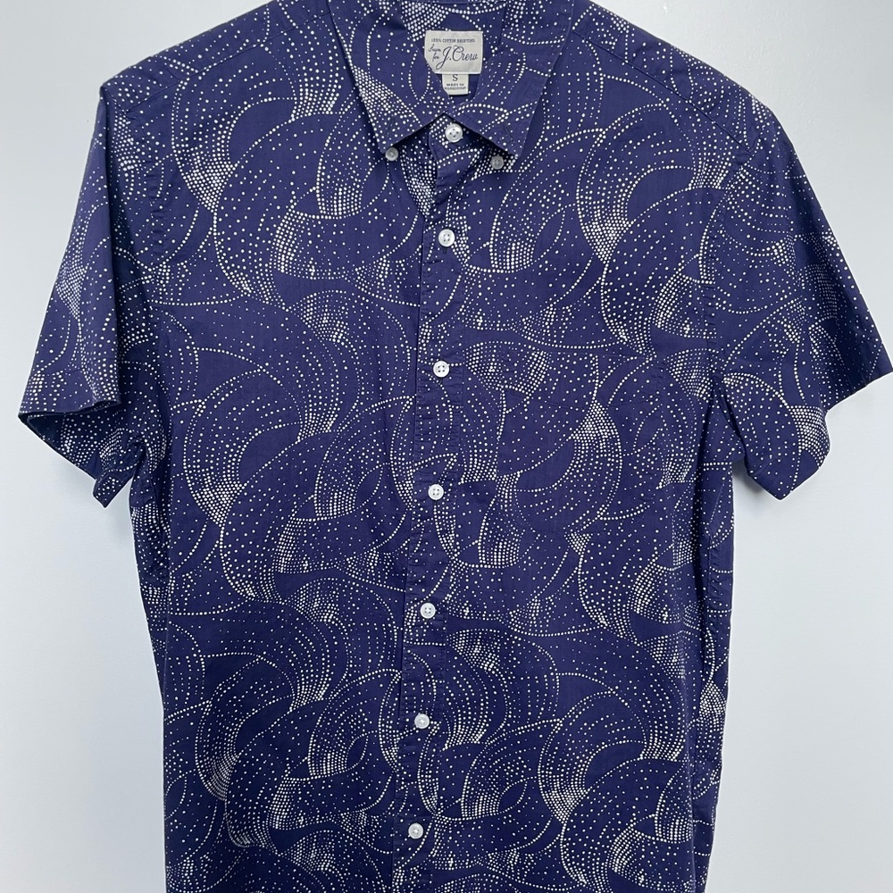 J. Crew Blue Casual Button Down Shirt with Abstract Pattern